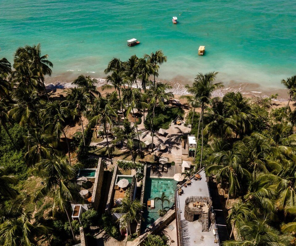 Vista aérea do Pedras do Patacho Hotel Boutique Experience, na Rota Ecológica dos Milagres